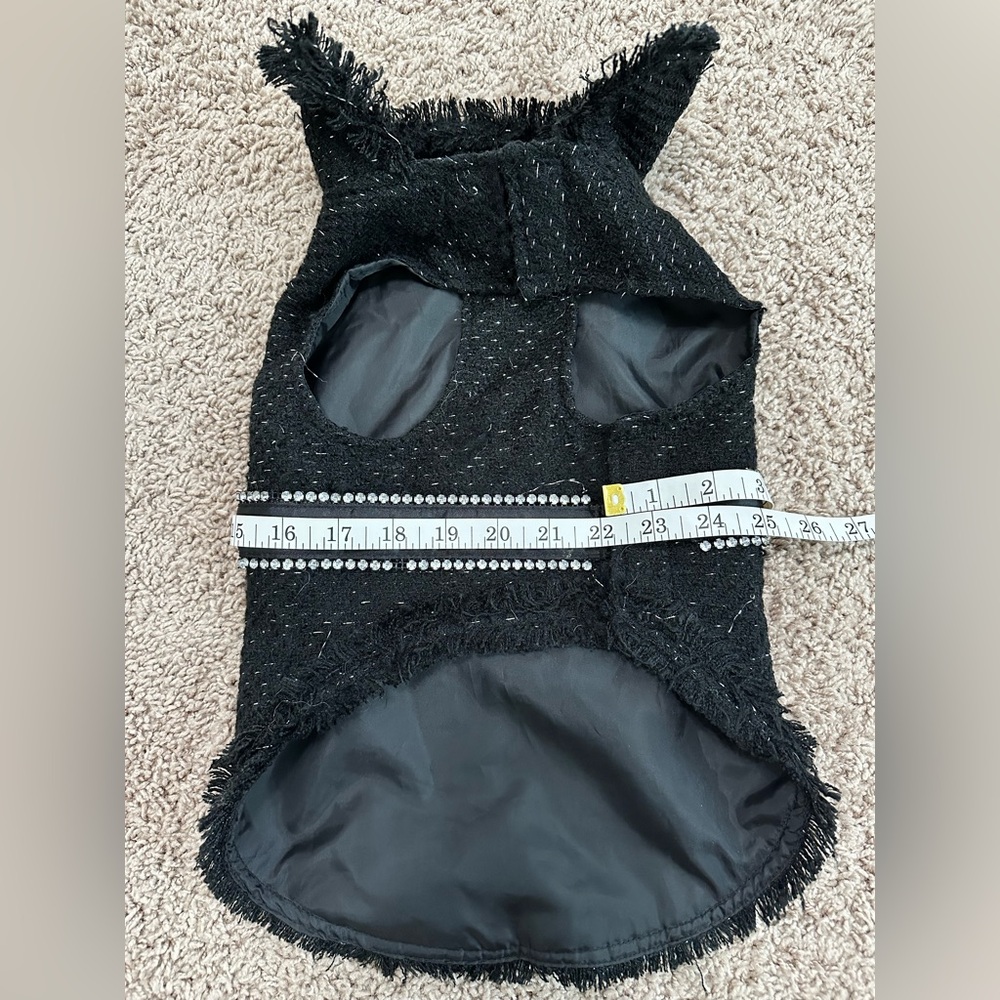 Dog Sparkly Jacket with Bling Belt Dress Costume Outfit Pet Fashion Black Sz M - Picture 7 of 8